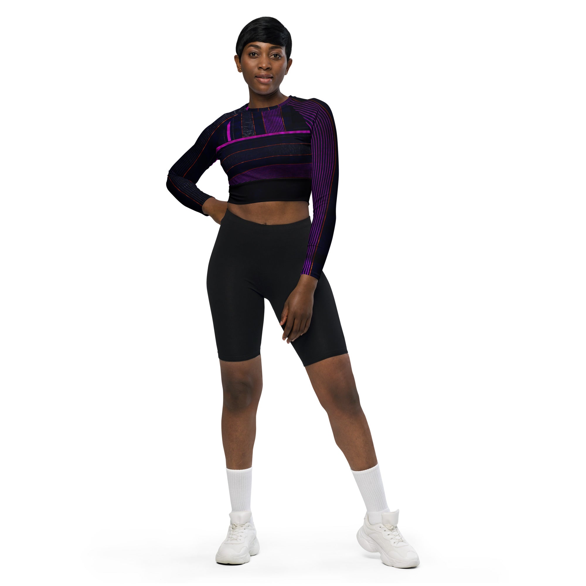 Women's Long-sleeved Gym Cropped Top. Yoga Crop Top or Dance top. Cool Streetwear Fashion Top. Peppermint by WickedYo